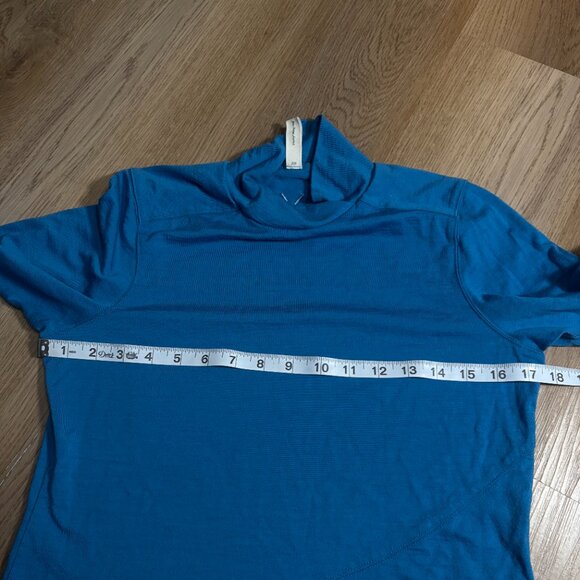 Ibex Merino Wool Cross Over Mock Neck Top teal blue S small base layer shirt xs - Picture 8 of 9